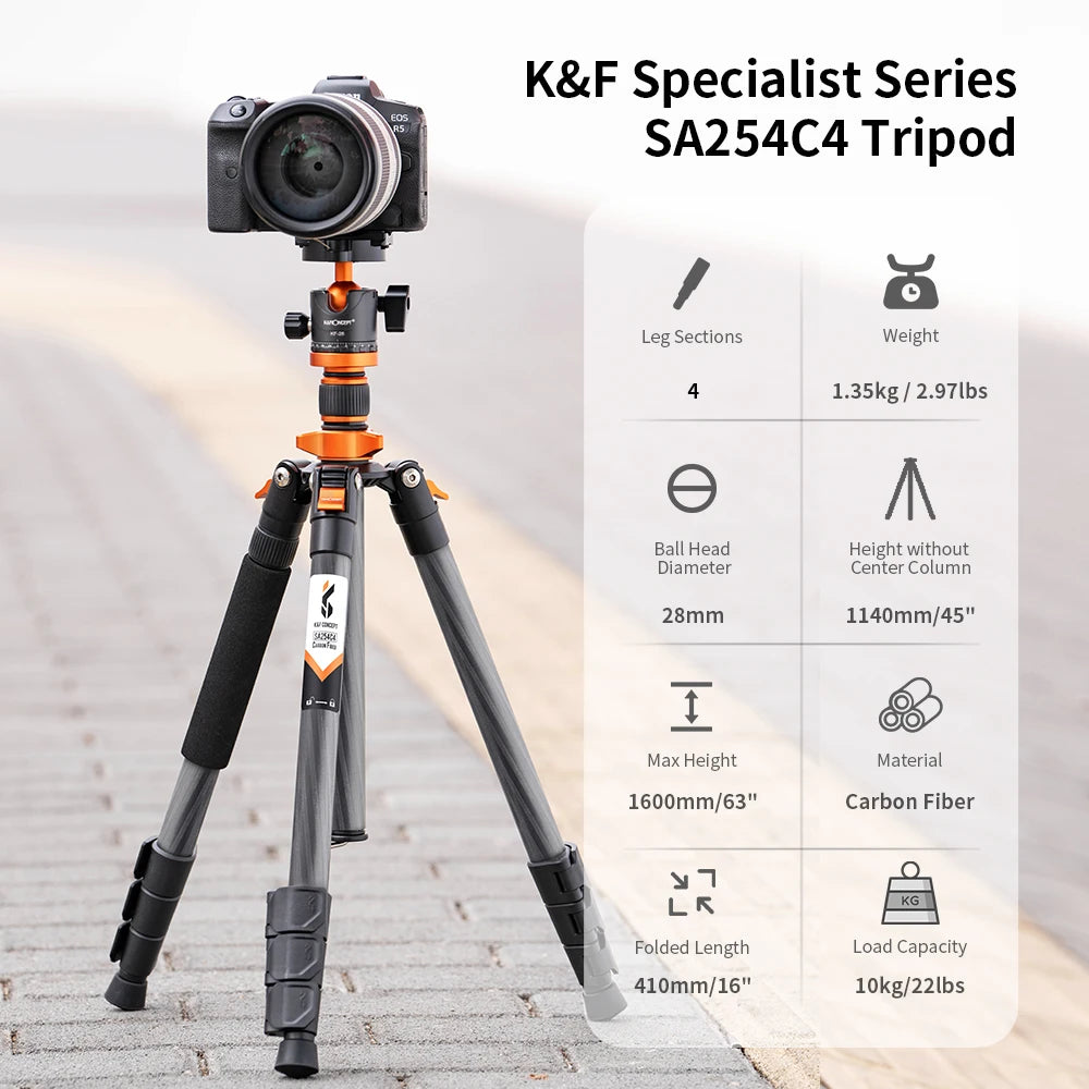 K&F Concept D254C1 63-Inch Carbon Fibre Monopod Tripod