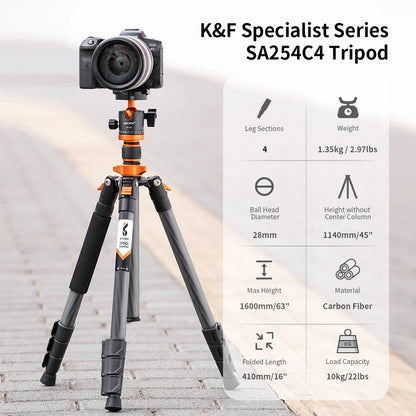 K&F Concept D254C1 63-Inch Carbon Fibre Monopod Tripod