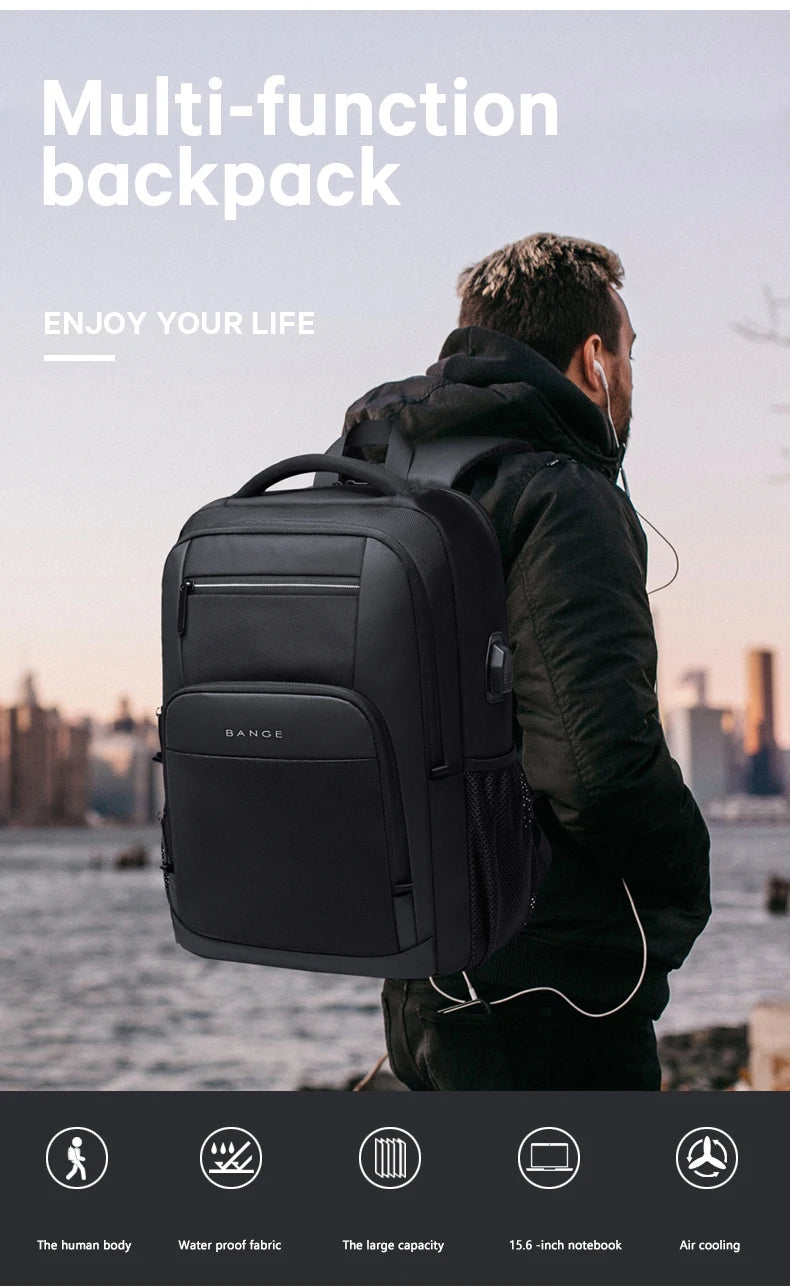 BANGE Lightweight 15.6-Inch USB Laptop Backpack