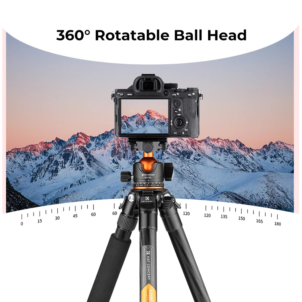 K&F A255C2 Carbon Fibre Tripod with 360 Degree Ball Head