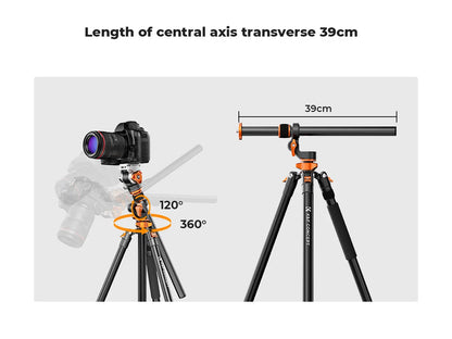 K&F T254A7 231cm Fluid Head Tripod with Transverse Column