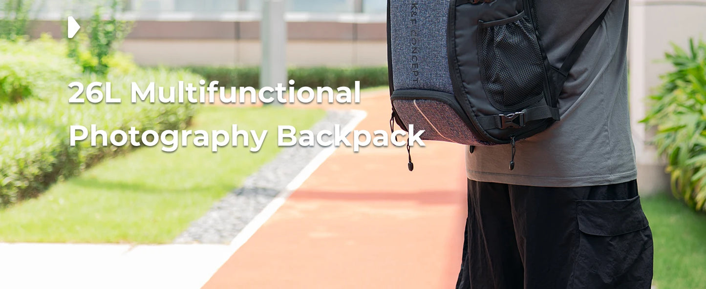 K&F Concept 25L Camera Backpack with Tripod Strap & Rain Cover