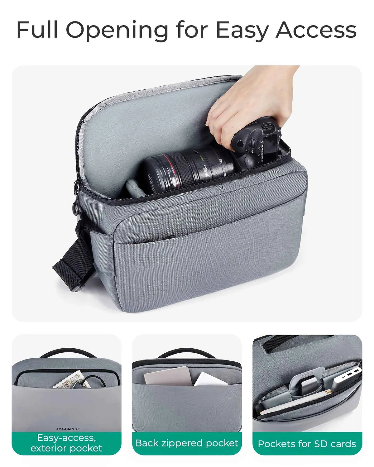 BAGSMART Camera Sling Bag with Tripod Holder