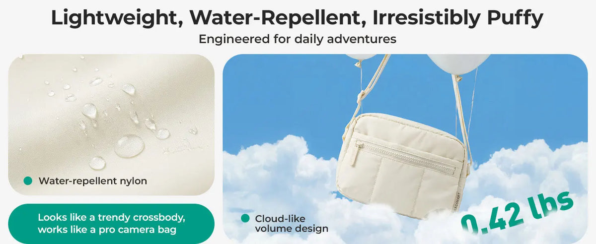 BAGSMART 2-in-1 Puffy Camera Sling Bag