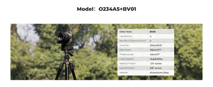K&F 196cm Camera Tripod with 3-Way Head