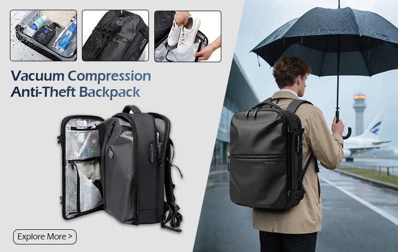 BANGE 17.3 Inch Expandable Travel Backpack with USB Port