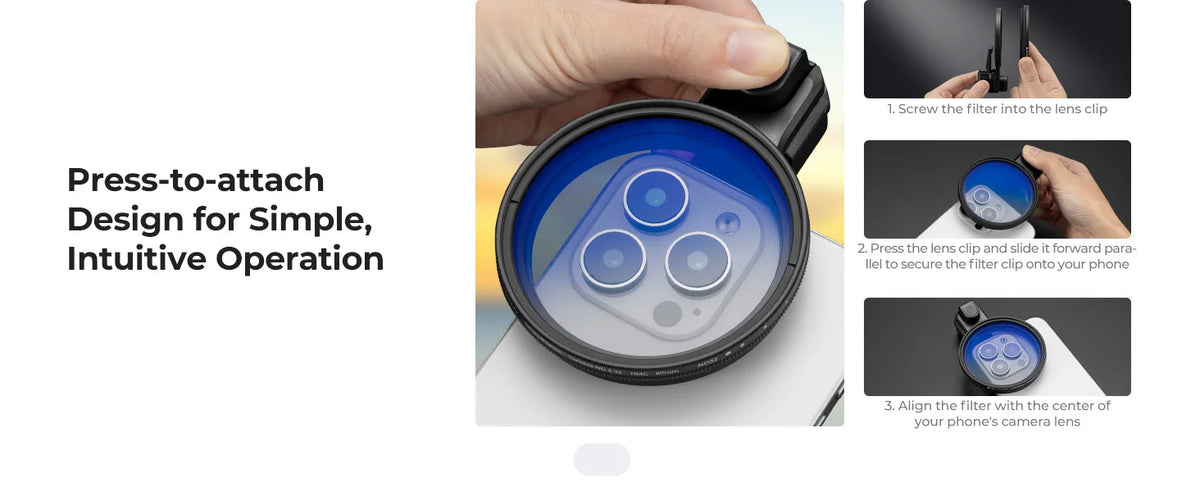 K&F Concept Clip-On Phone Lens Filter Kit - 67mm Clip / CPL