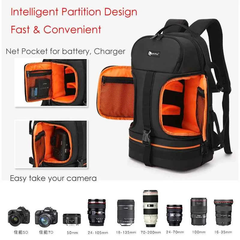 15.6 Inch Laptop Camera Backpack with Reflective Stripe