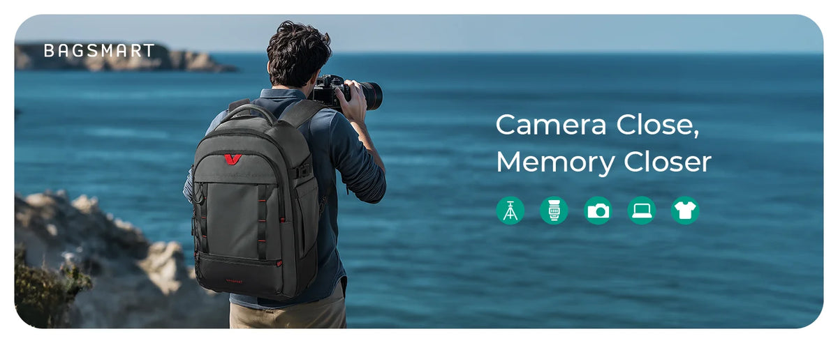 BAGSMART Rolling Camera Bag Backpack