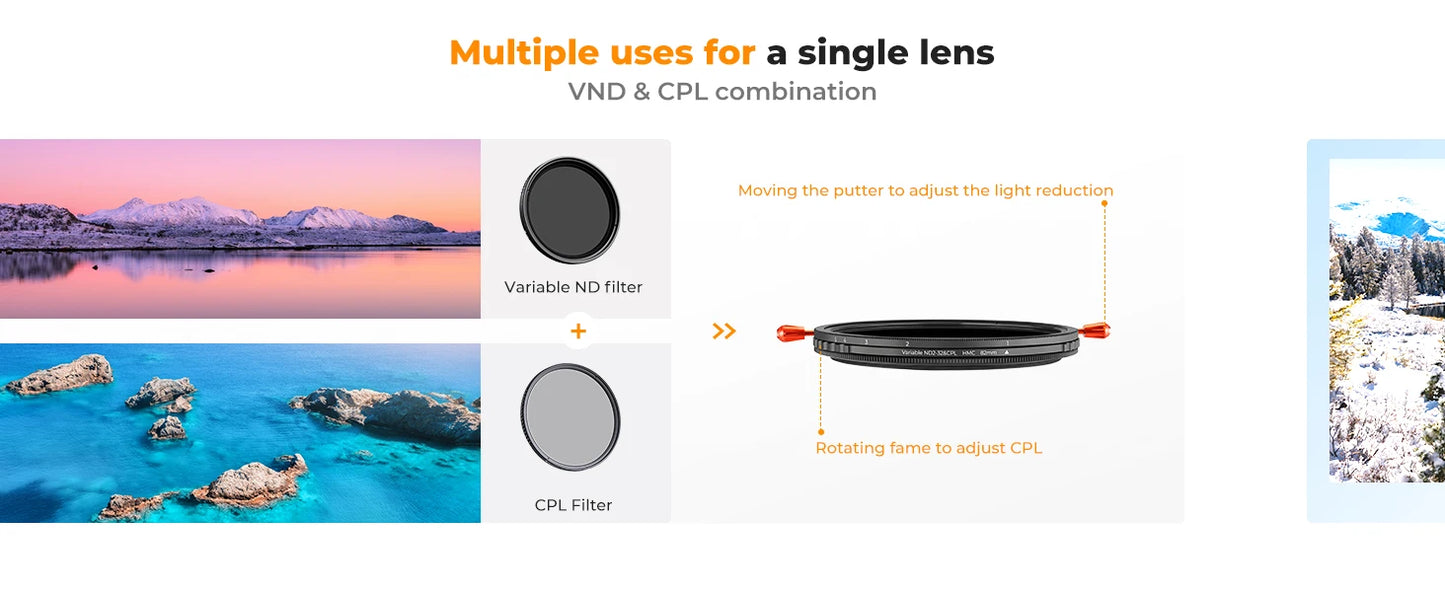 K&F Concept 49mm–82mm Multi-Function Camera Filter
