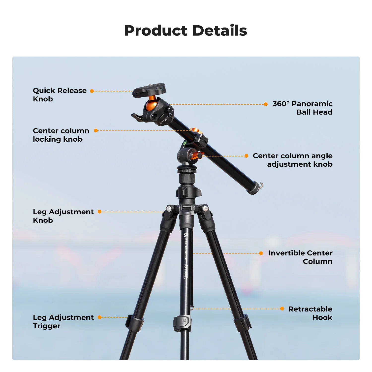K&F Concept 76.7-Inch Rotatable Multi-Angle Camera Tripod