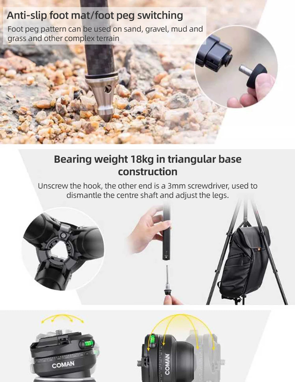 COMAN Zero F38 Carbon Fibre Travel Tripod