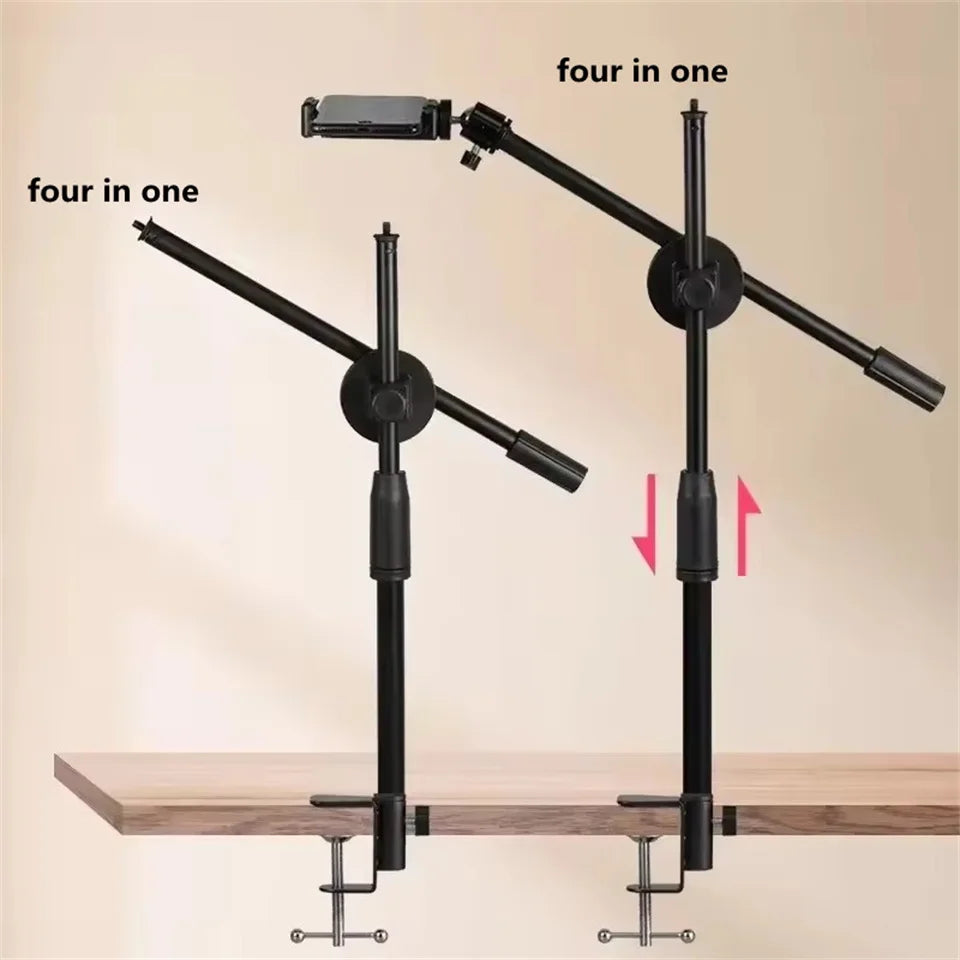 Tabletop Overhead Phone Tripod Stand with Ring Light