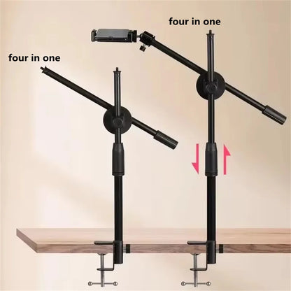 Tabletop Overhead Phone Tripod Stand with Ring Light