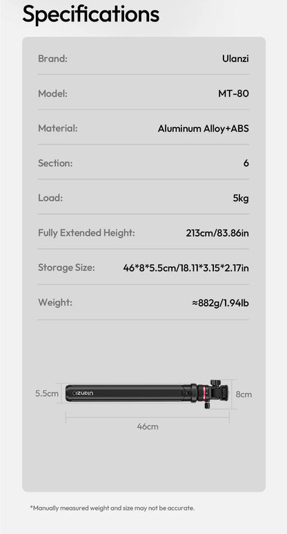 Ulanzi MT-80 Auto-Open 2m Tripod Light Stand