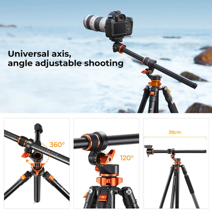 K&F 230cm Aluminium Tripod with Transverse Centre Column