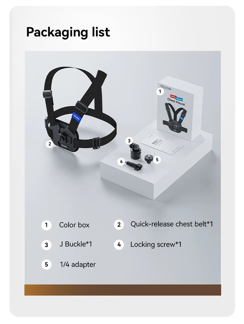 TELESIN Action Camera Chest Harness Mount