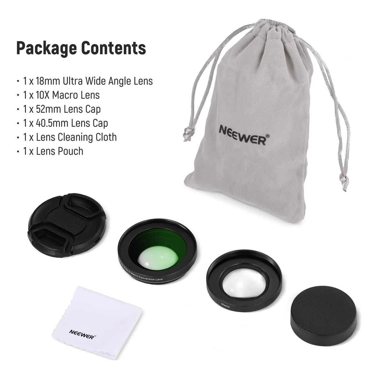 NEEWER 40.5mm HD Wide-Angle and 10x Macro Lens Adapter