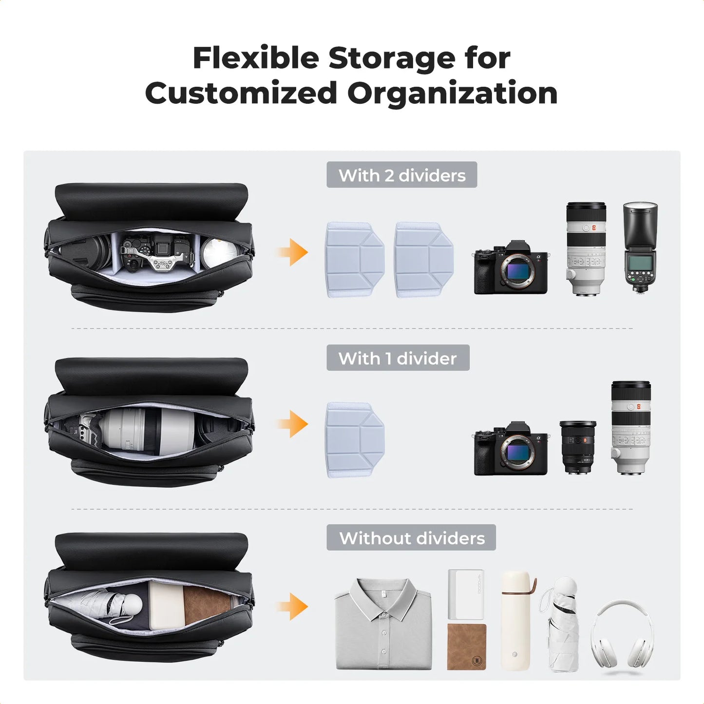 K&F Concept 15L Camera Sling Bag for DSLR & Mirrorless Cameras