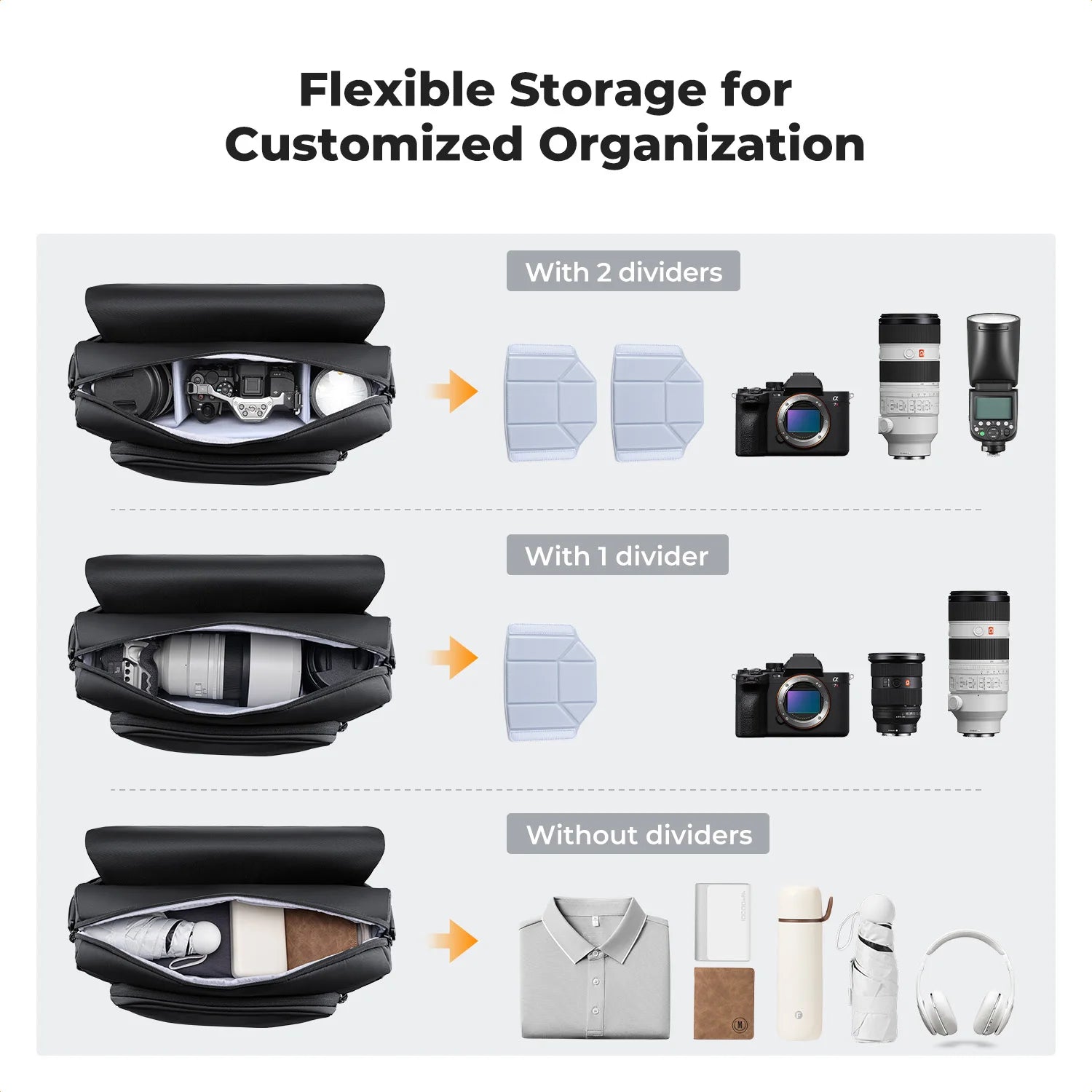 K&F Concept 15L Camera Sling Bag for DSLR & Mirrorless Cameras