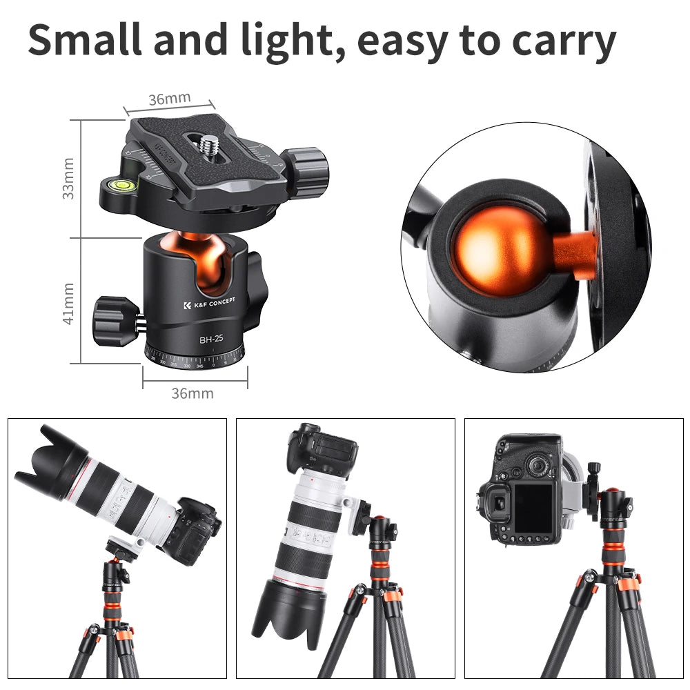 K&F BH-28L 28mm Ball Head with Quick Release Plate