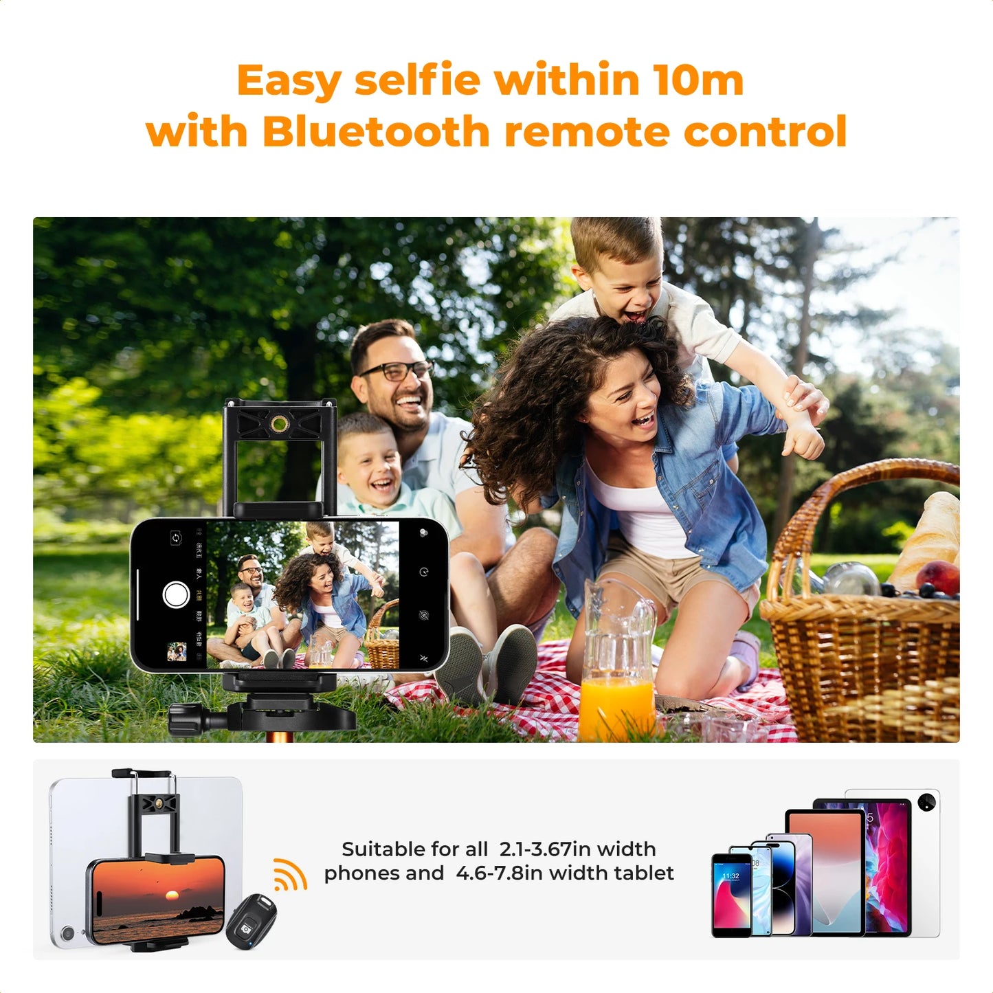K&F 190cm Travel Camera Tripod with Phone Holder