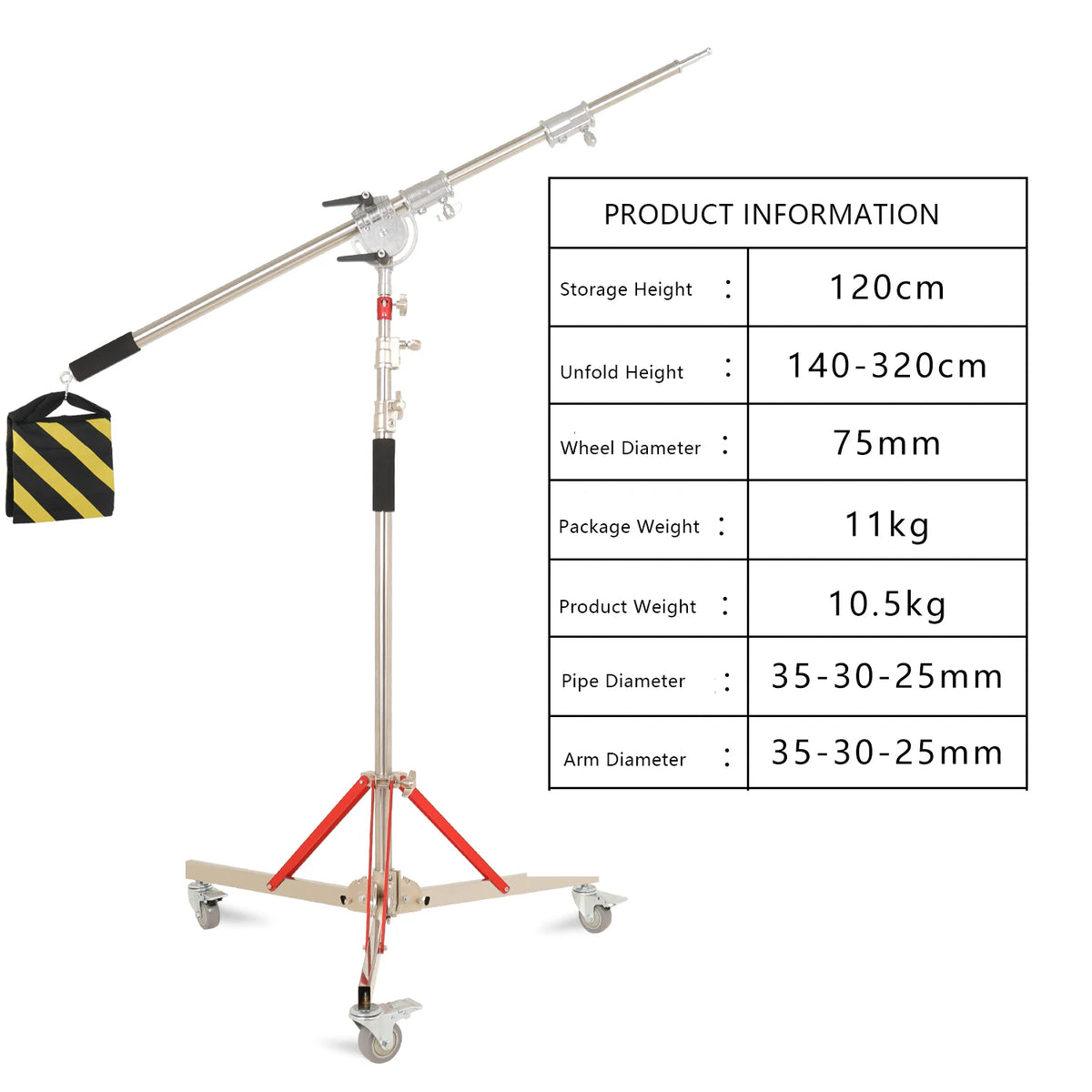Heavy-Duty Stainless Steel Photography Light Stand