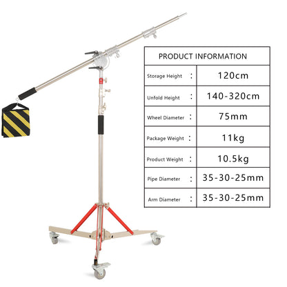 Heavy-Duty Stainless Steel Photography Light Stand