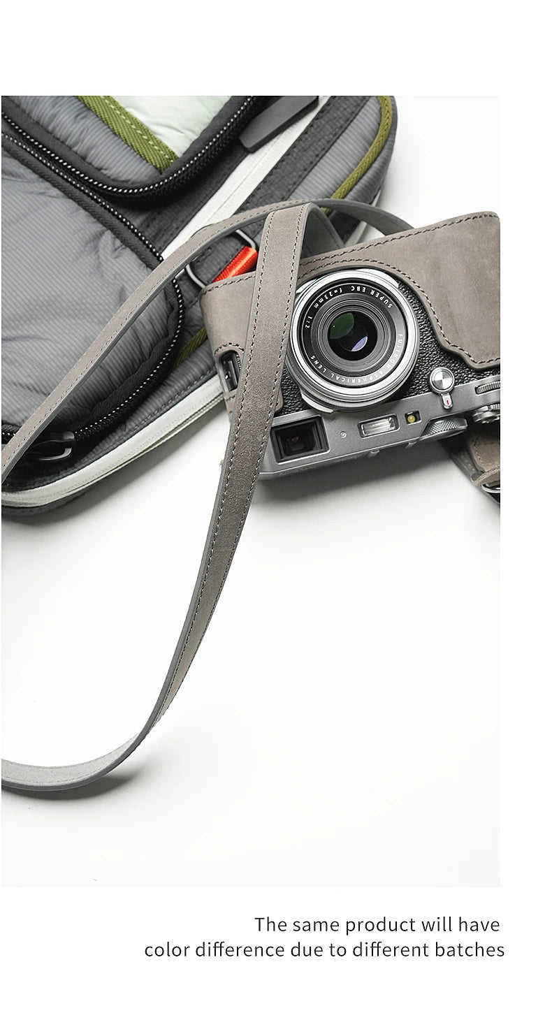 Camera Hub Essentials Genuine Leather Camera Shoulder Strap - Grey