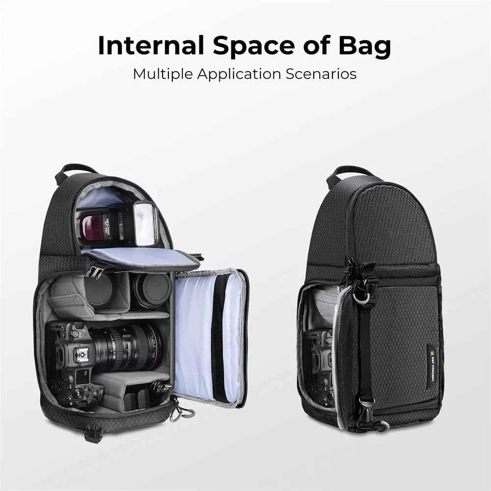 K&F CONCEPT Camera Outdoor Travel Bag Crossbody Bag Waterproof Camera Sling Backpack DSLR/SLR Camera Case Photography Bags