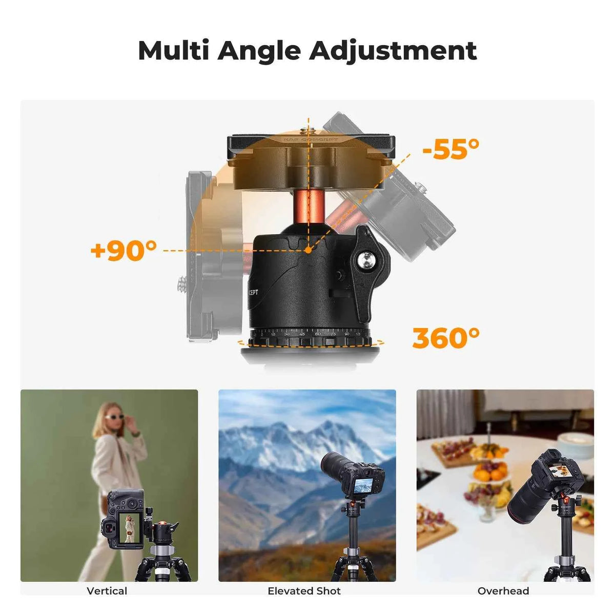K&F 10kg Metal Tripod Ball Head with Quick Release Plate