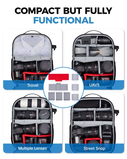 BAGSMART Expandable Camera Backpack with 15.6 Inch Laptop Compartment