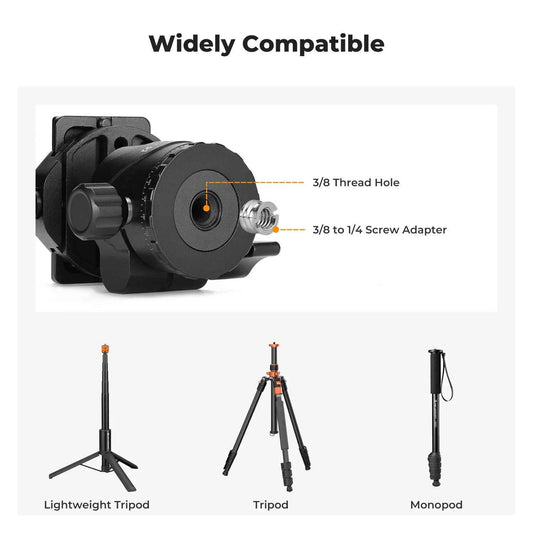 K&F 10kg Metal Tripod Ball Head with Quick Release Plate