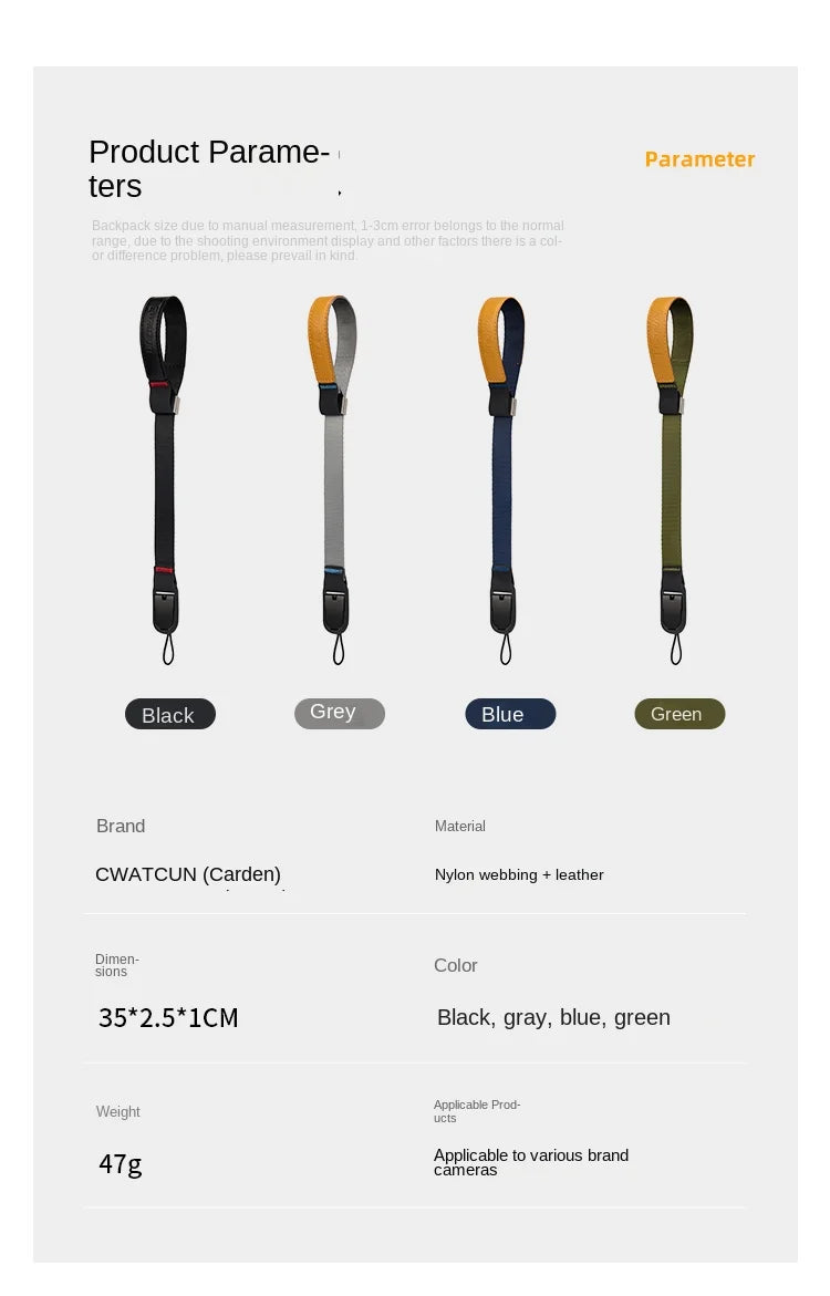 Camera Hub Essentials Leather & Nylon Quick Release Wrist Strap