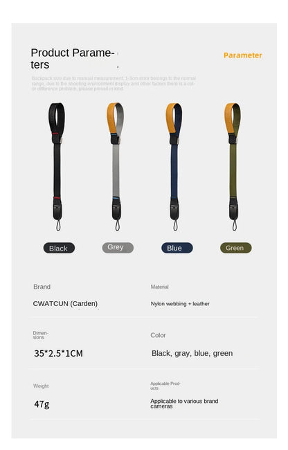 Camera Hub Essentials Leather & Nylon Quick Release Wrist Strap