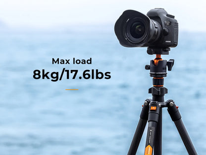 K&F Concept K254C2 Carbon Fibre Travel Tripod with 36mm Ball Head