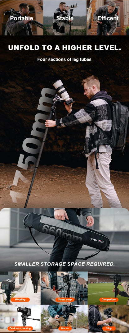 COMAN M1 Pro V5 Carbon Fibre Monopod Tripod
