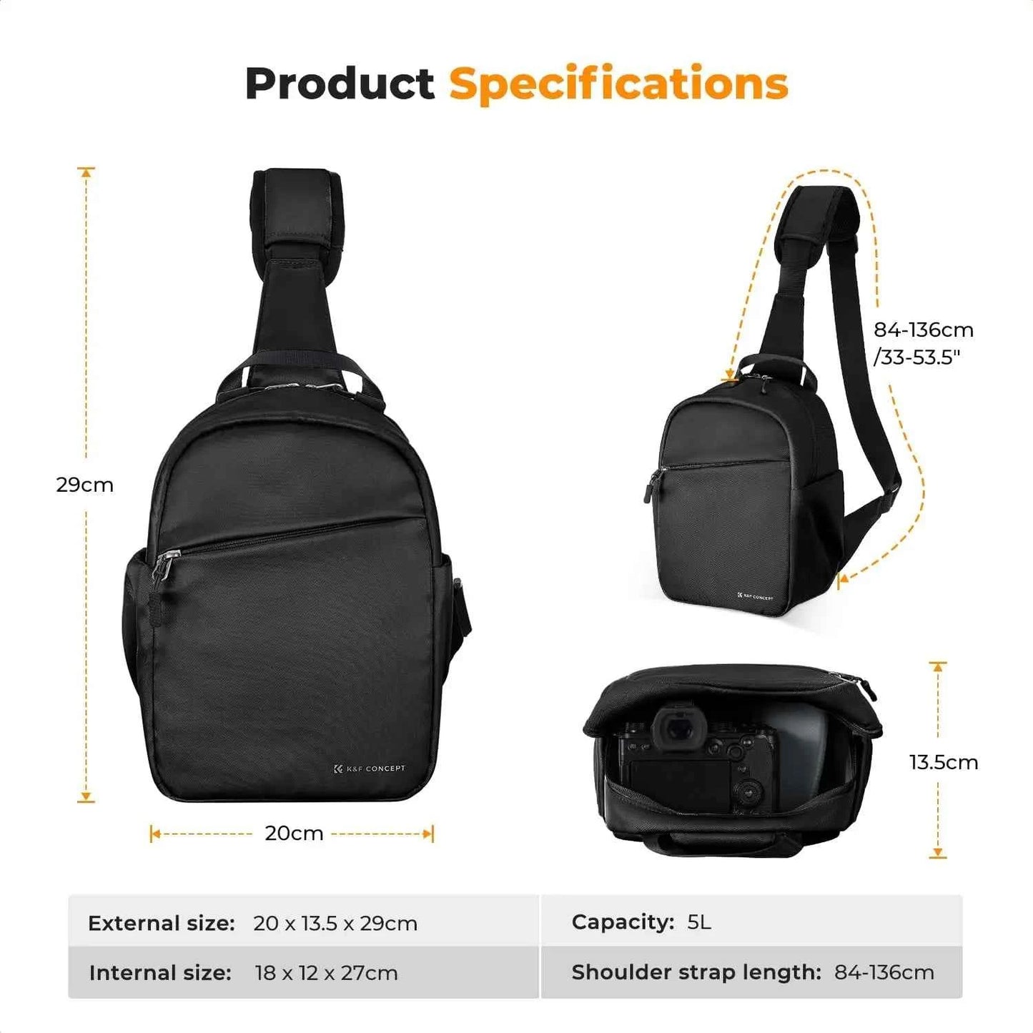 K&F Concept 5L Lightweight Camera Sling Bag