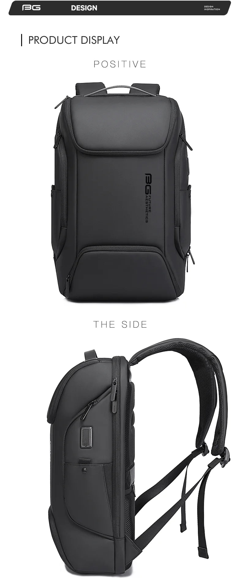 BANGE Business USB Charging 15.6-Inch Laptop Backpack