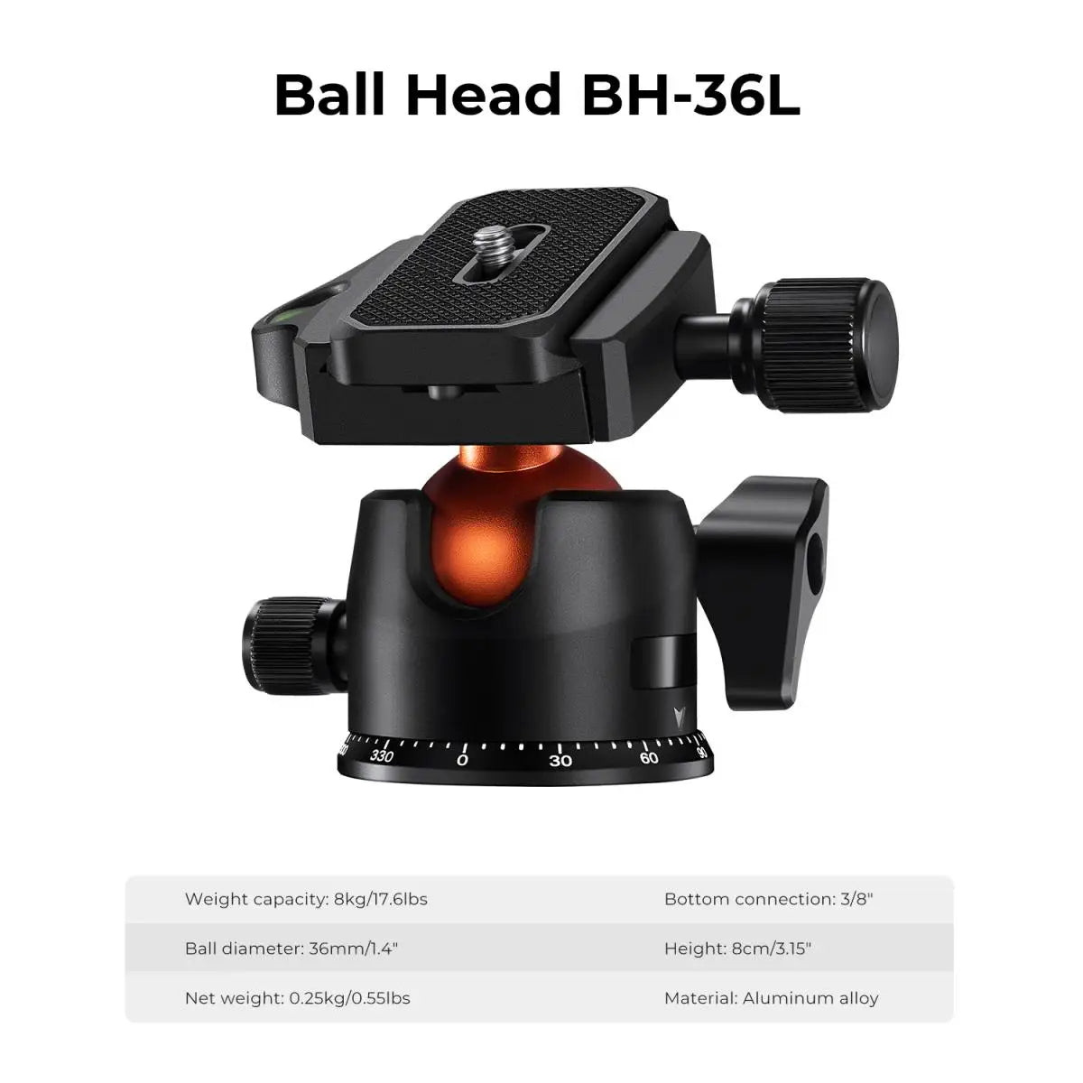 K&F Concept K254C2 Carbon Fibre Travel Tripod with 36mm Ball Head