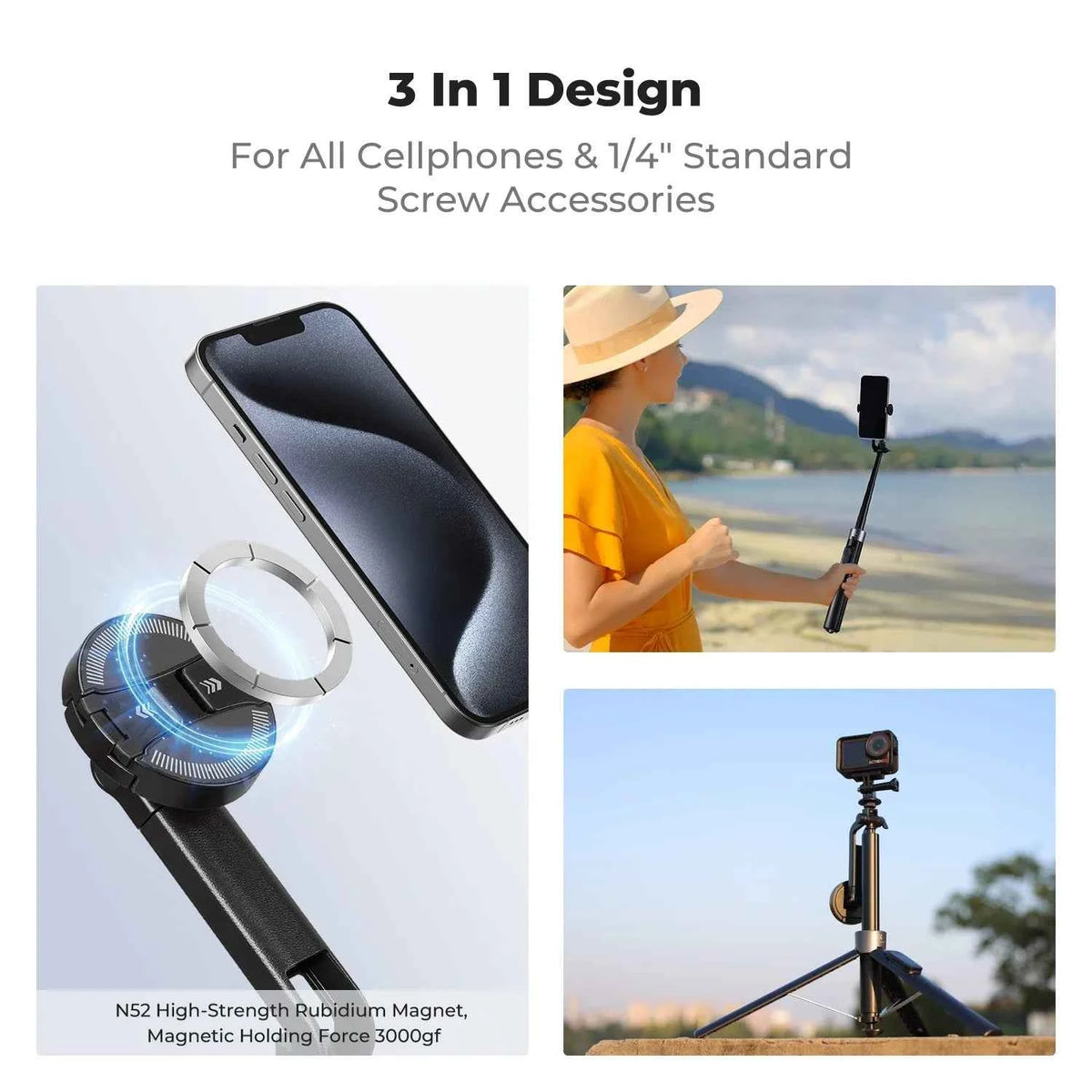 K&F Popod 72 Inch Magnetic Phone Selfie Stick Tripod