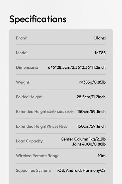 Ulanzi MT85 MagSafe Phone Tripod with Wireless Remote