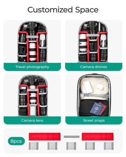 BAGSMART Rolling Camera Bag Backpack