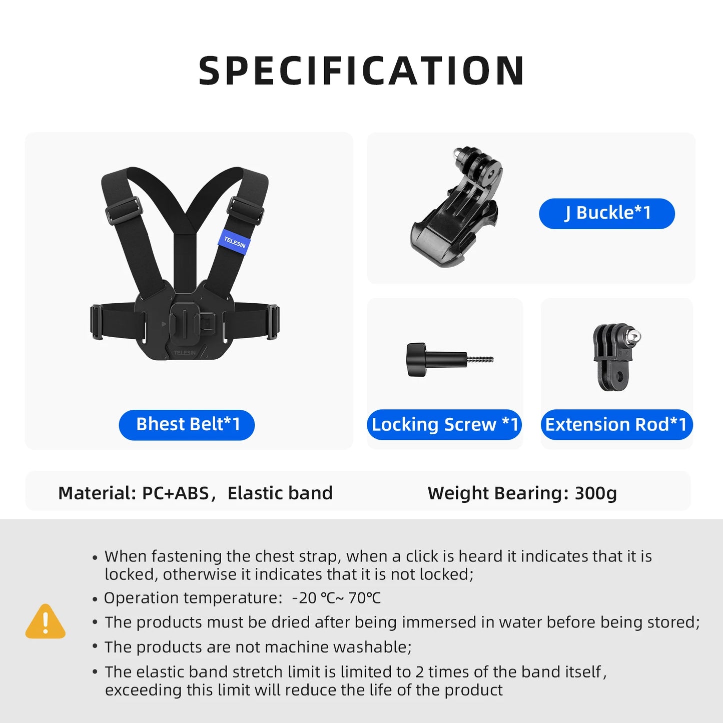 TELESIN Action Camera Chest Harness Mount