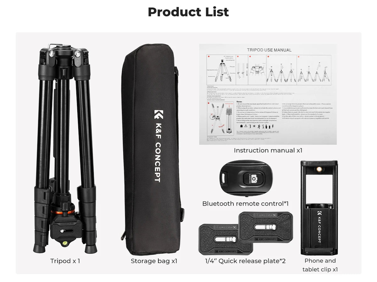 K&F O275A5 192cm Detachable Monopod Camera Tripod