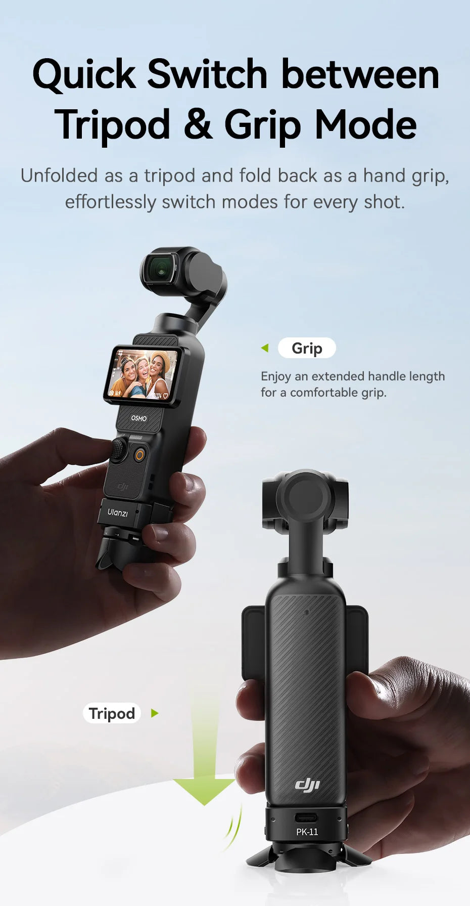 Ulanzi Mini Tripod & ARRI Base for DJI Osmo Pocket 3