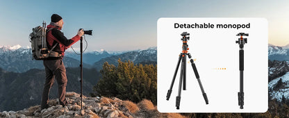 K&F 230cm Aluminium Tripod with Transverse Centre Column