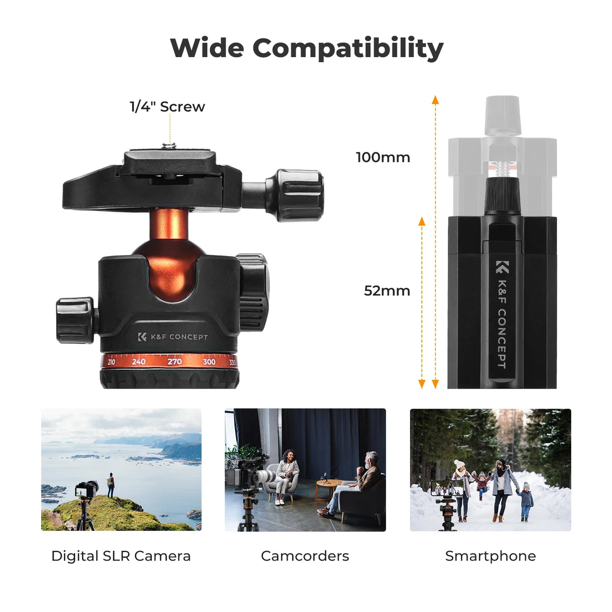 K&F 178cm Aluminium Travel Tripod with Ball Head