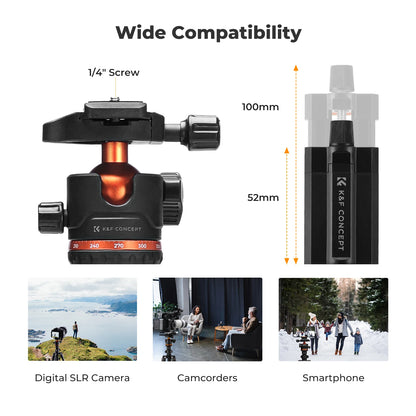 K&F 178cm Aluminium Travel Tripod with Ball Head