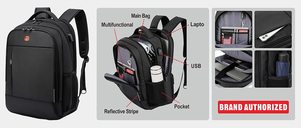 Swiss Military Expandable Travel Laptop Backpack